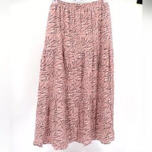 Nine West Women's Pink Animal Print Skirt W/ Slit Maxi Skirt Size XXL
